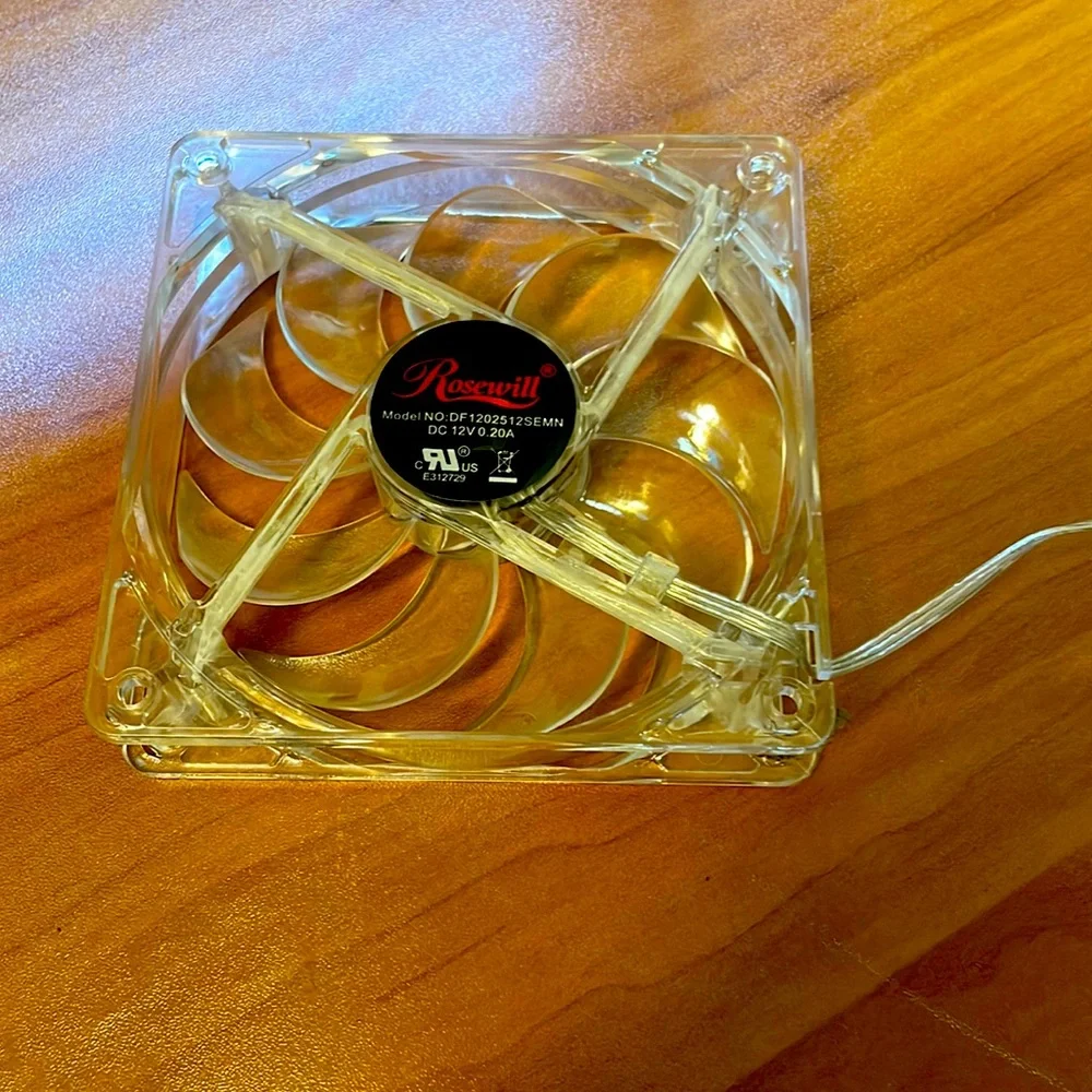 A fan for a pc case and it has led lights that are blue